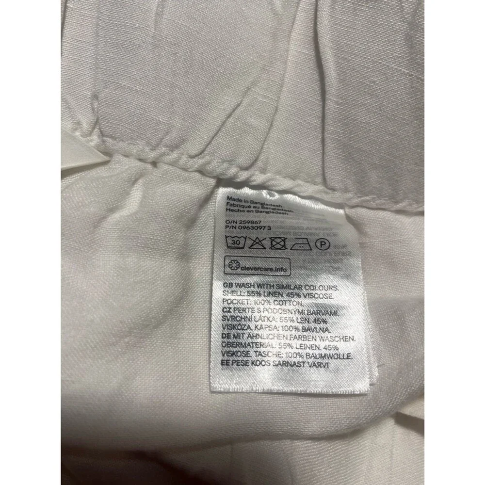 Classic White Linen Pants elastic waist size L summer spring vacation